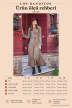 Green Pera Patterned Long Sleeve Winter Patch Dress 6698