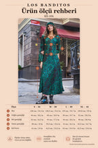 Green Patterned Long Sleeve Winter Patch Dress 6696