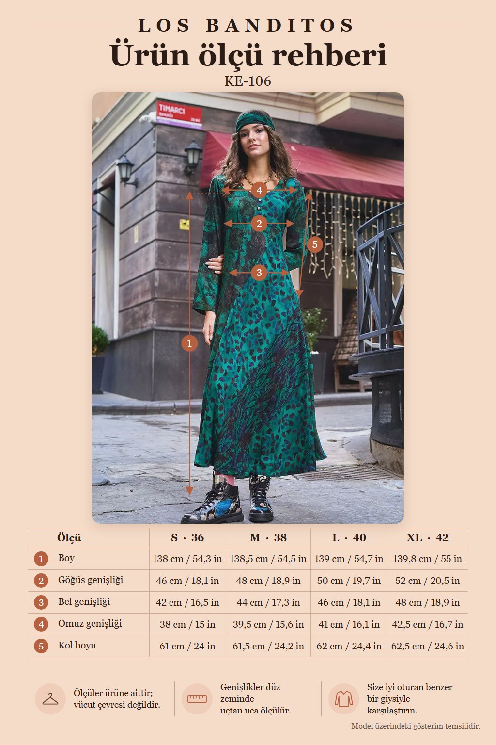 Green Patterned Long Sleeve Winter Patch Dress 6696