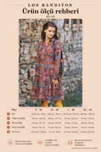 Plum Patterned Long Sleeve Knee-Length Shirt Dress 4817
