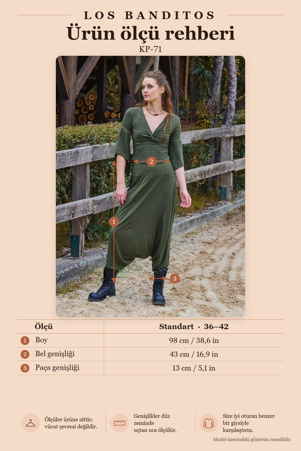 Women's Khaki Bohemian Drop-Crotch Harem Pants with Elastic Cuffs 7044