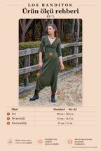 Women's Khaki Bohemian Drop-Crotch Harem Pants with Elastic Cuffs 7044