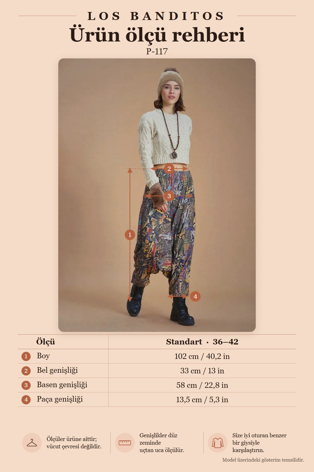 Elastic Waist and Ankle Coffee Patterned Harem Pants 6680