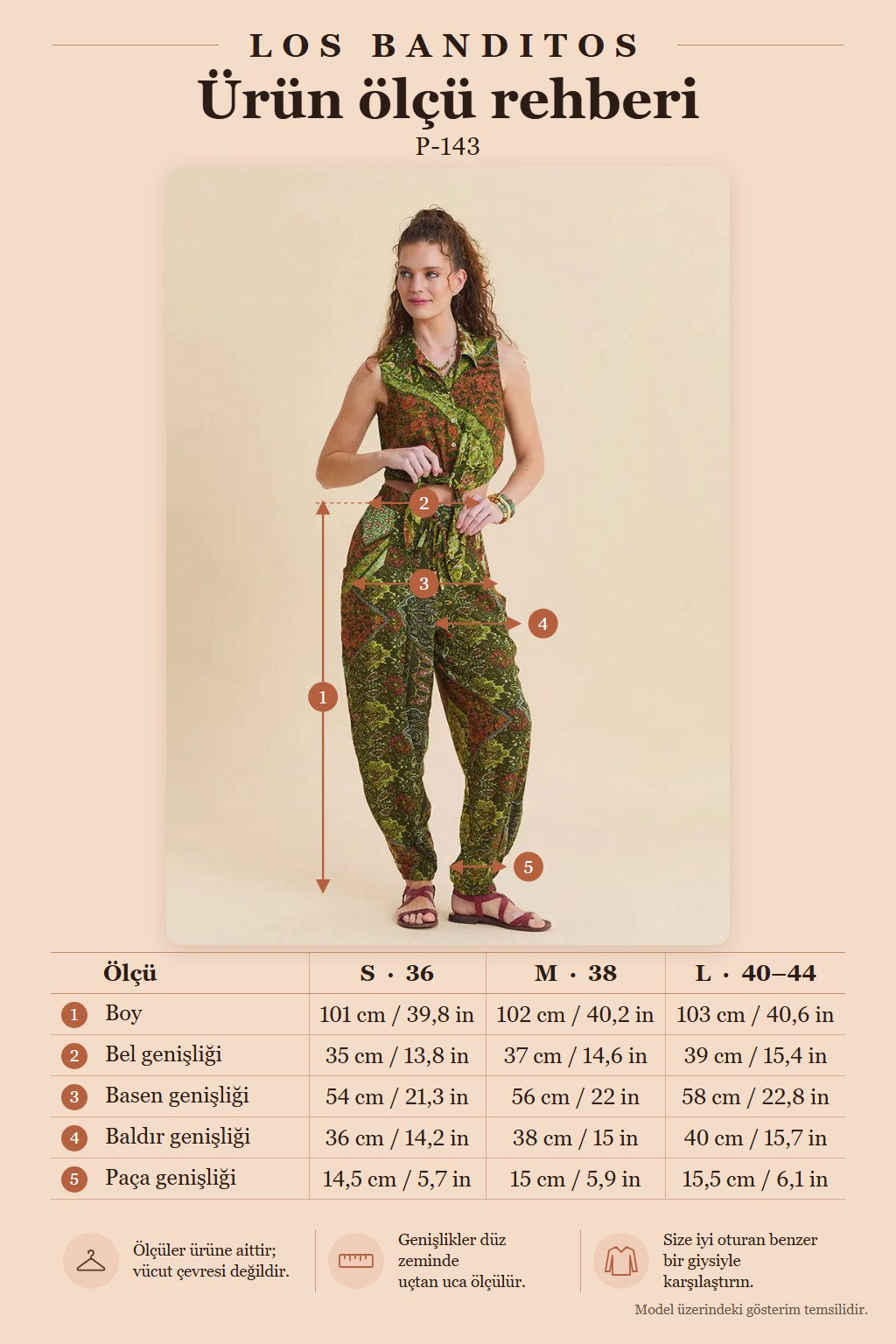 Women's Green Loose Fit Boho Trousers with Elastic Cuffs 7173