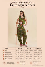Women's Green Loose Fit Boho Trousers with Elastic Cuffs 7173