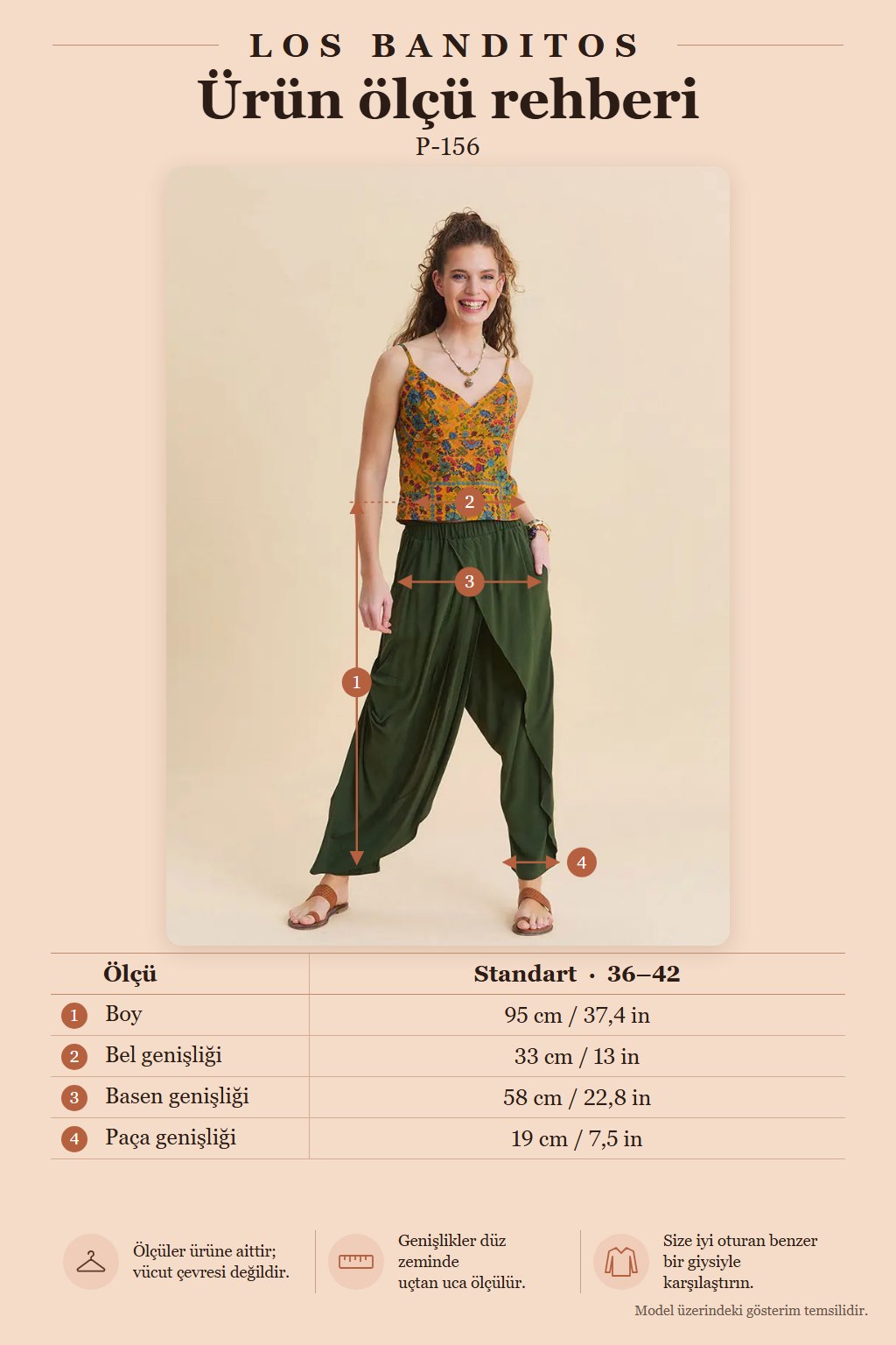 Elastic Waist Wrap-Detail Khaki Women's Bohemian Trousers 7175