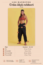 Cross-Over Front Detail Elastic Waist Loose Black Trousers 5039