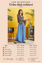 Blue Wide-Leg Trousers with Cuffed Details and Elastic Waist 5173