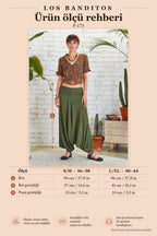 Drape Detailed Elastic Waist Khaki Harem Pants 5293