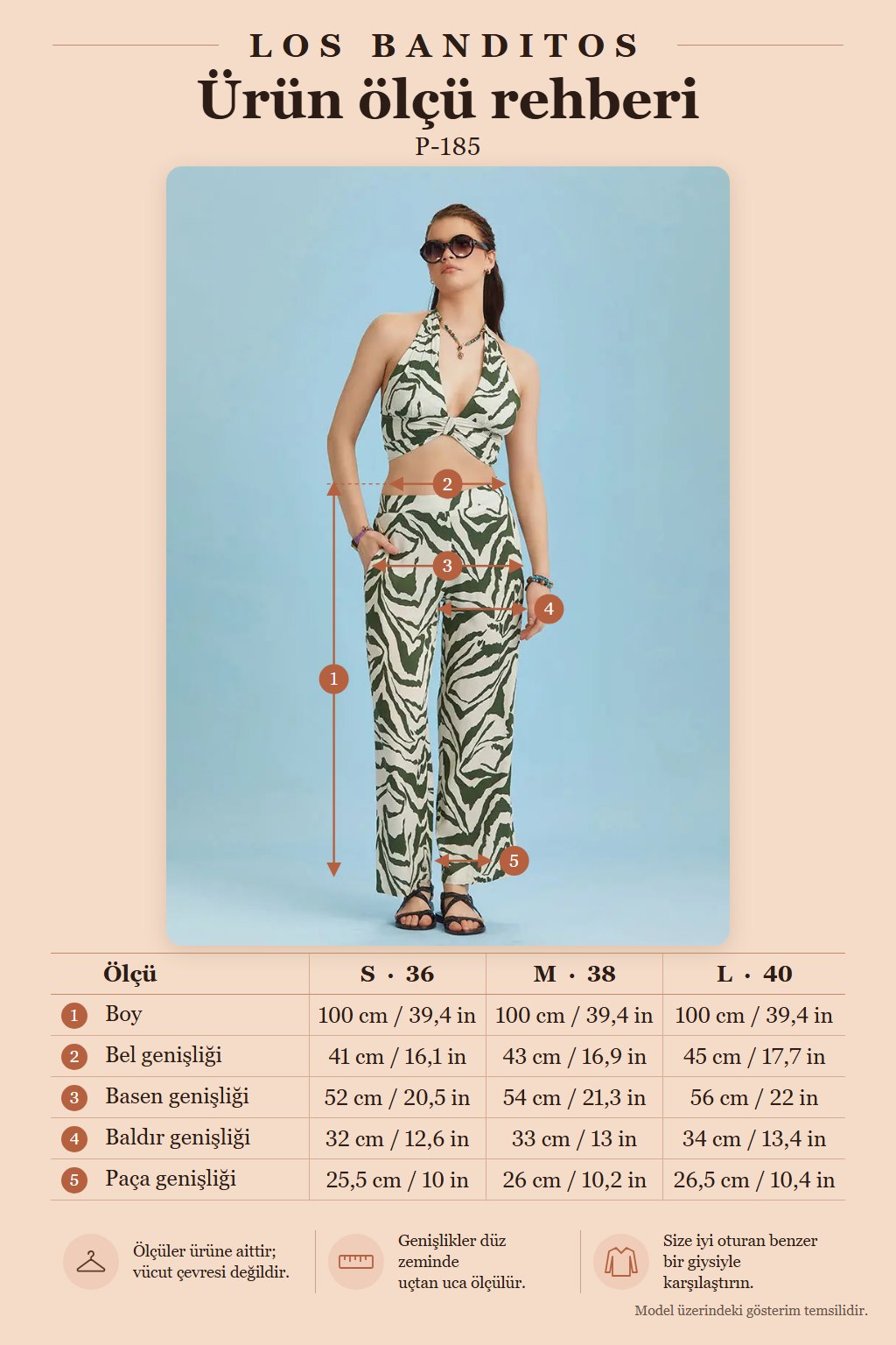 Straight Leg Green Patterned Elastic Waist Trousers 6302