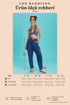Elastic Waist Pleated Indigo Summer Trousers 6479