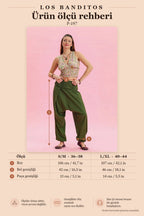 Khaki Bohemian Harem Pants with Belt Detail and Pockets 6787