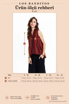 Shirt Collar Asymmetric Cut Red Authentic Blouse 6872