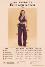 Elastic Waist Sash-Detail Purple Summer Trousers 6889