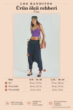 Anthracite Bohemian Harem Pants with Shirred Detail, Elastic Cuffs, and Pockets 6800
