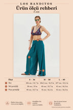 Zipper Detail Pocketed Petrol High Waist Women's Trousers 6958