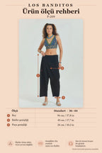 Black Viscose Women's Trousers with Adjustable Waist and Drawstring Detail 6901