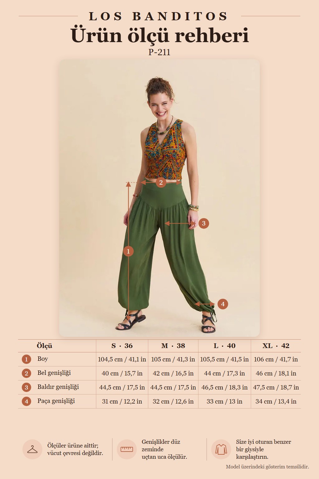 Relaxed Fit Cuffed Hem Khaki Women's Summer Trousers 7185