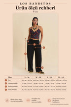 Women's Black Summer Trousers with Wrap-Around Waist Belt 7187