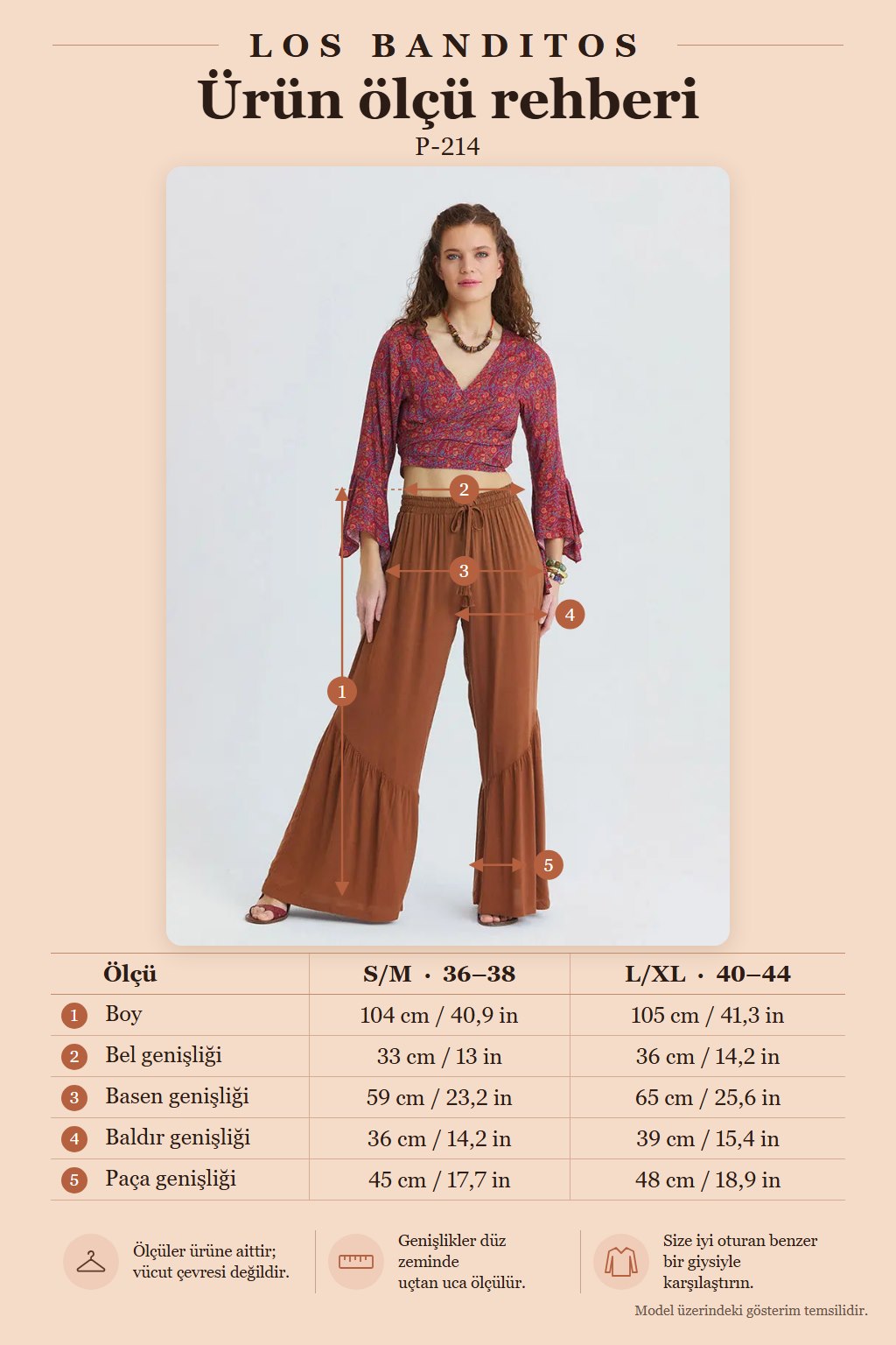 Brown Wide-Leg Trousers with Drawstring Waist, Ruffles, and Pockets 7189