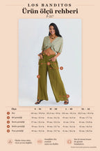 Oversized Pocket Detail Green Women's Loose-Fit Trousers 7197