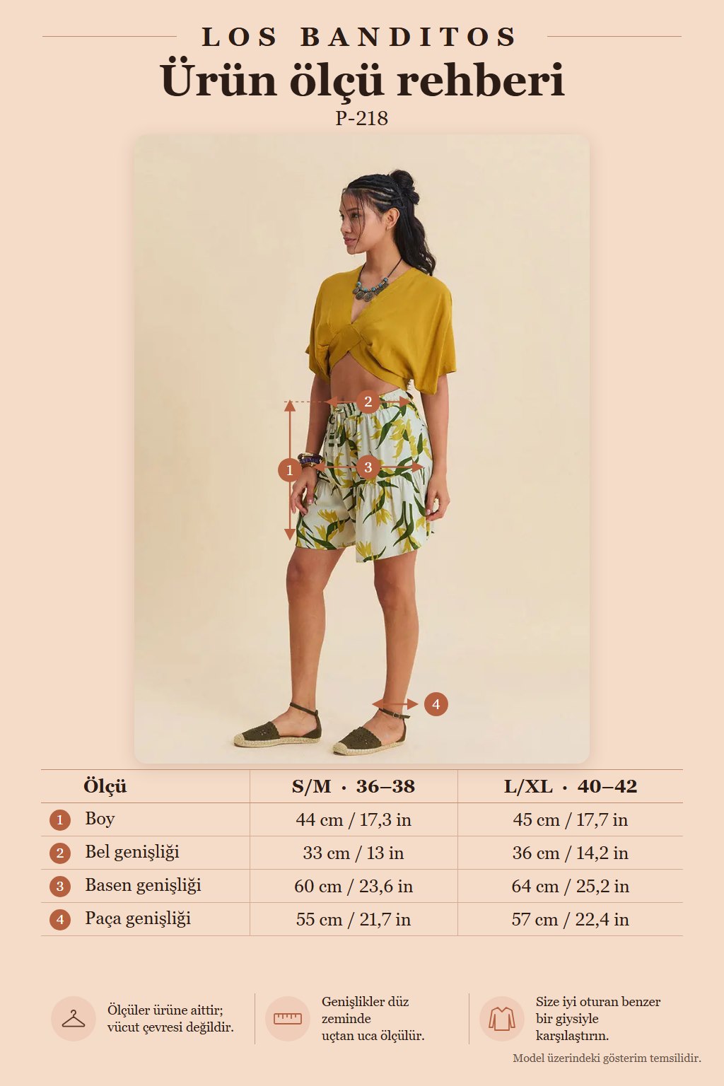 Women's Beige Authentic Trousers with Elastic Waist and Ruffles 7330