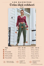 Women's Authentic Khaki Loose-Fit Harem Pants with Drawstring Waist and Pockets 7343