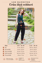 Lace-Up Waist Pocketed Loose Fit Black Women's Authentic Harem Pants 7344