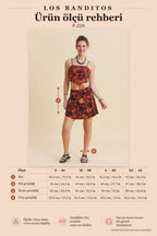 Coral Patterned Wrap Skort with Side Zipper 7272