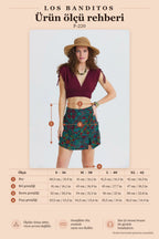 Green Floral Wrap Side-Zip Skort 7271