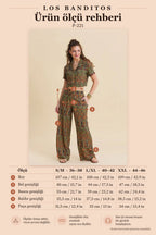 Women's Green Floral Ethnic Trousers with Regular Waist Button 7278