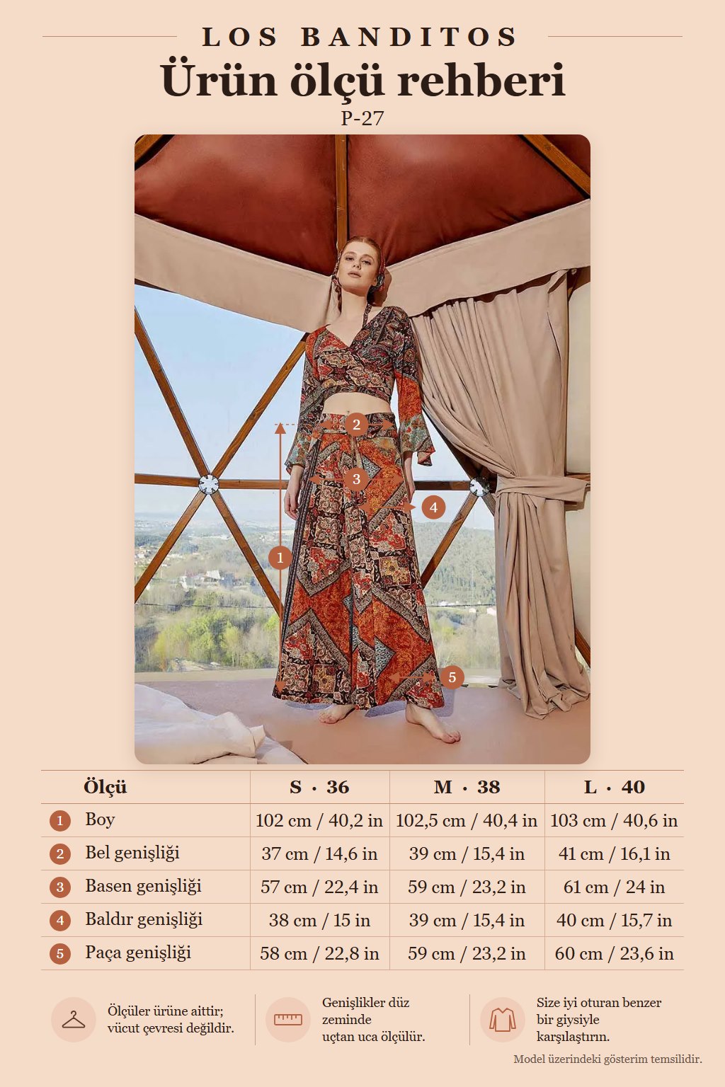 Low Rise Buttoned Wide Leg Patterned Women's Brown Trousers 4855