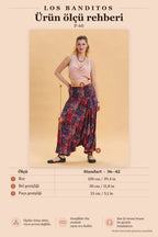 Red Boho Smocked Waist Harem Pants 6855