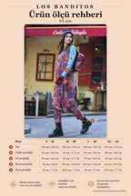 Women's Red Patterned Low-Cut Zippered Pocketed Harem Jumpsuit 6587