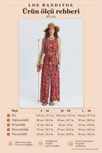Boat Neck Open Back Reyna Patterned Authentic Women's Jumpsuit 7206