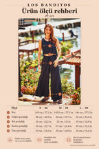 Bohemian Black Jumpsuit Dress with Elastic Waist and Buttons 2343