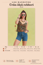 Floral Print Thin Adjustable Strap Green Crop Blouse 6757