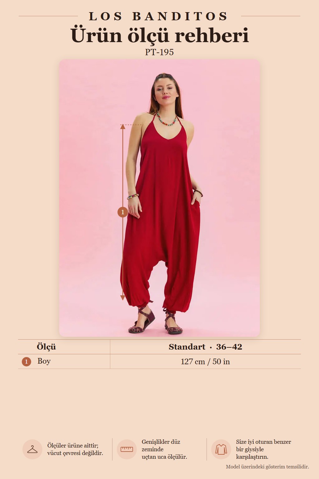 Halter Neck Red Women's Summer Jumpsuit with Elastic Cuffs 6804