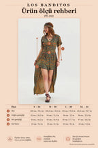 Petroleum Women's Bohemian Jumpsuit with Ruffled Sleeves and Shorts Detail 6806