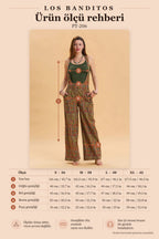 Zipper Detailed Pocketed Floral Ethnic Women's Jumpsuit 6988