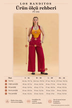 Red Women's Wide-Leg Jumpsuit with Zipper Detail and Pockets 6990