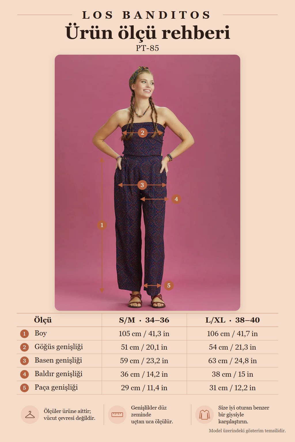 Desenli Geniş Paça Straplez Tulum 6326