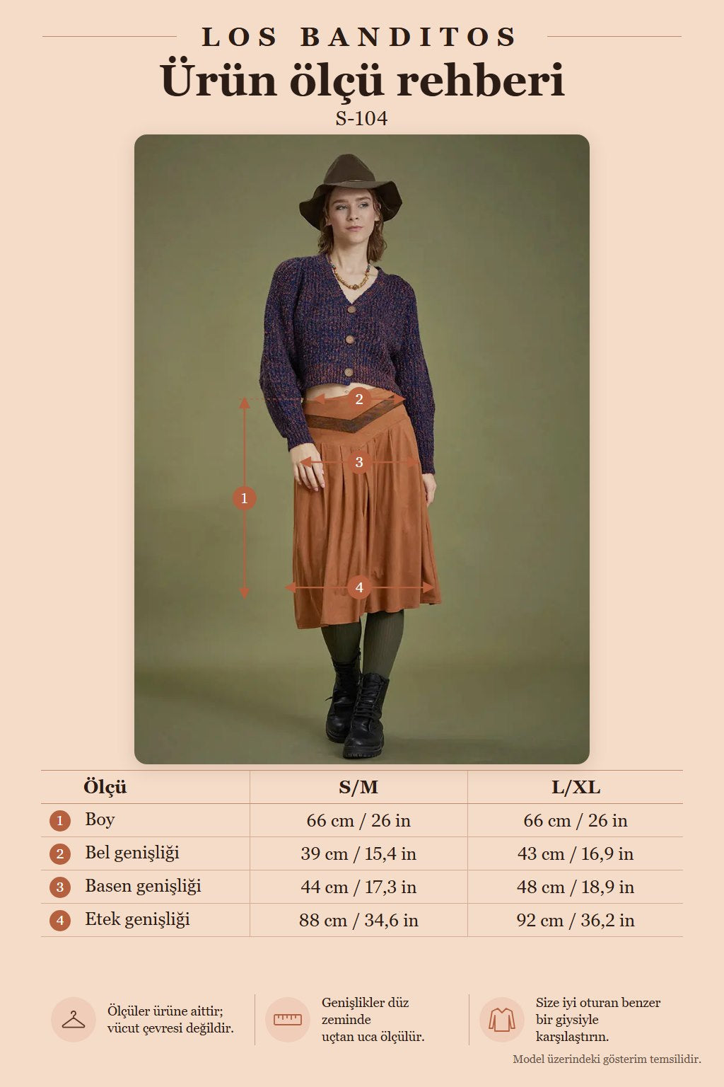 Tan Suede Flared Midi Skirt 6692