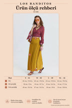 Mustard Long Slit Skirt with Drape Detail 7235