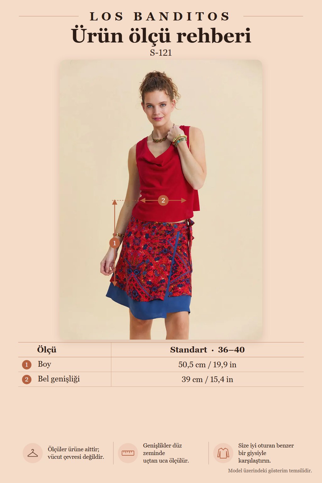 Double-Layer Wrap-Around Red Floral Skirt 7299