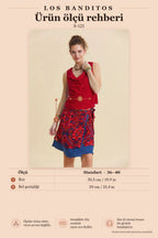 Double-Layer Wrap-Around Red Floral Skirt 7299