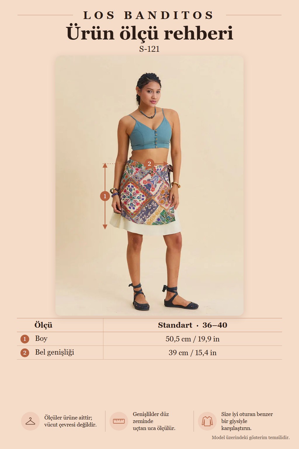 Double Layered Wrap Style Beige Floral Skirt 7300
