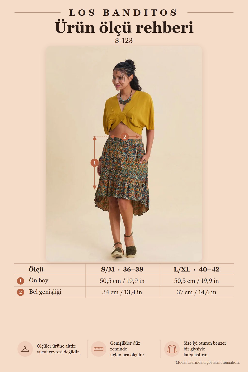 Elastic Waist Buttoned Ruffled Petrol Floral Skirt 7325