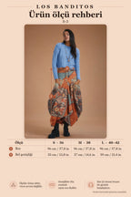 Coffee Patterned Long Skirt with Tie Waist and Pockets 5128