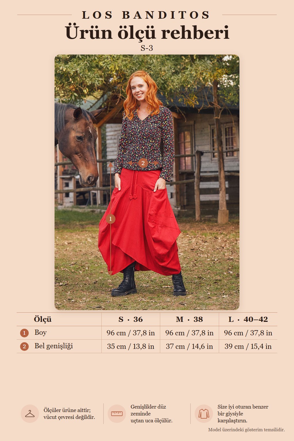 Authentic Red Long Skirt with Waist Tie and Pockets 63